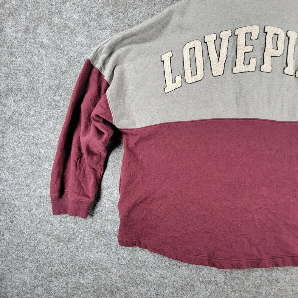 Victoria's Secret Varsity 1/2-Zip Sweatshirt Womens XL Gray‎ Maroon Love Pink